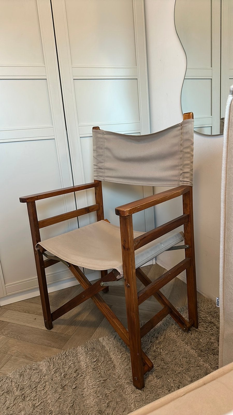 Inklapbare Regisseursstoel met Comfortabele Beige Zitting, Huis en Inrichting, Stoelen, Ophalen, Gebruikt, Overige kleuren, Vijf, Zes of meer stoelen