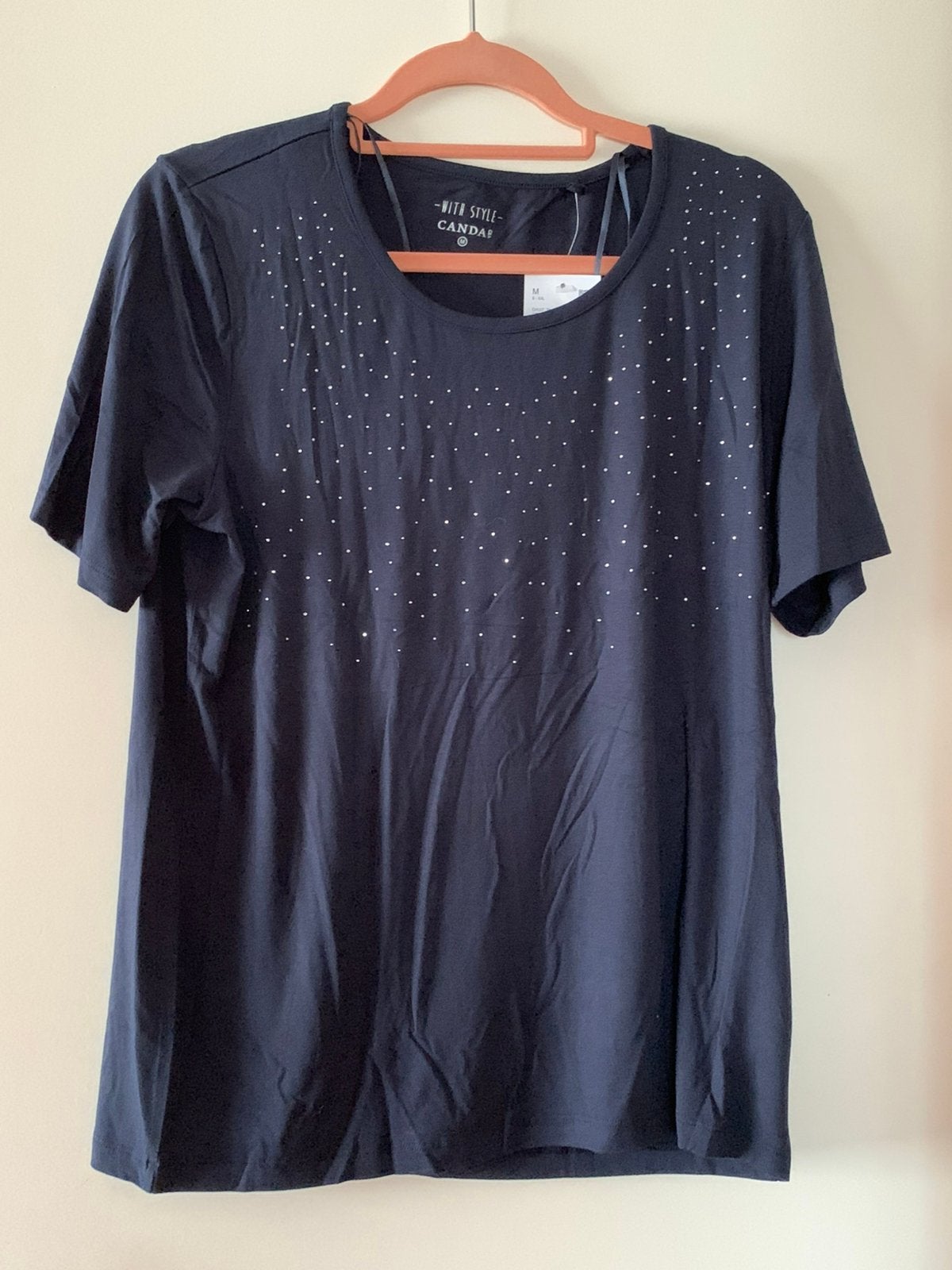 Blauw Canda shirt met steentjes - Maat M, Maat 38/40 (M), Blauw, Ophalen of Verzenden, Zo goed als nieuw