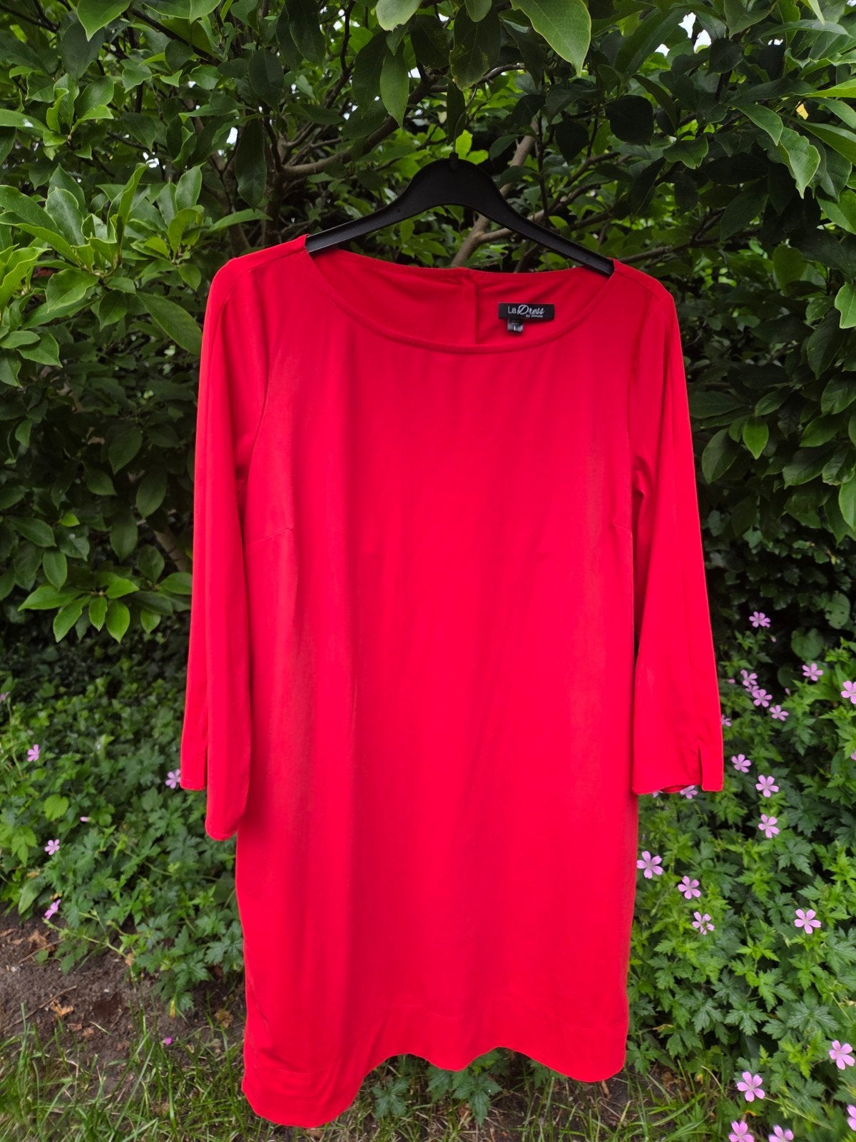 Ladress tuniek van travelstof met zakjes - Maat L, Ophalen of Verzenden, Rood, Boven de knie