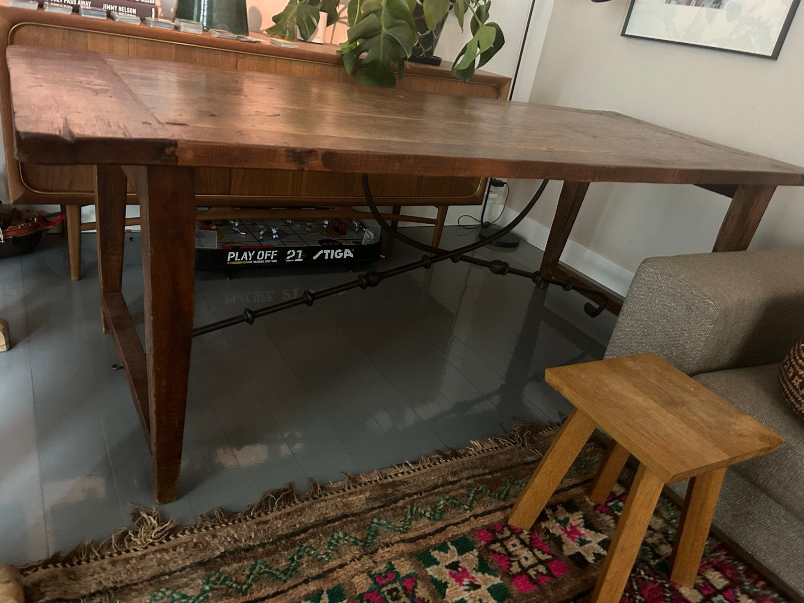 Antieke Spaanse eettafel - massief hout & smeedijzer, Ophalen