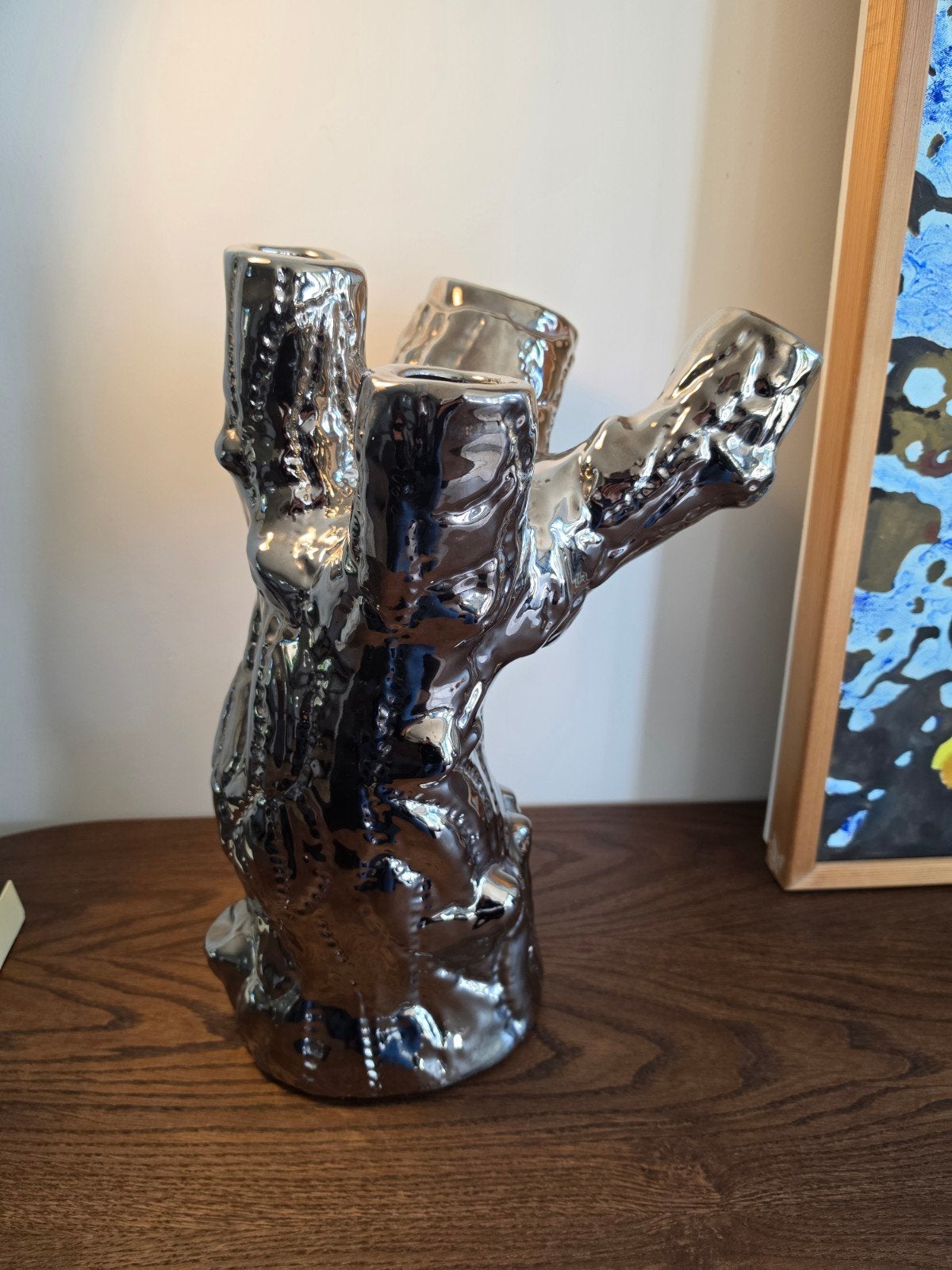 pols potten tree vase zilver Norman Trapman xl model, Ophalen of Verzenden, Zo goed als nieuw, Zilver, 46 cm