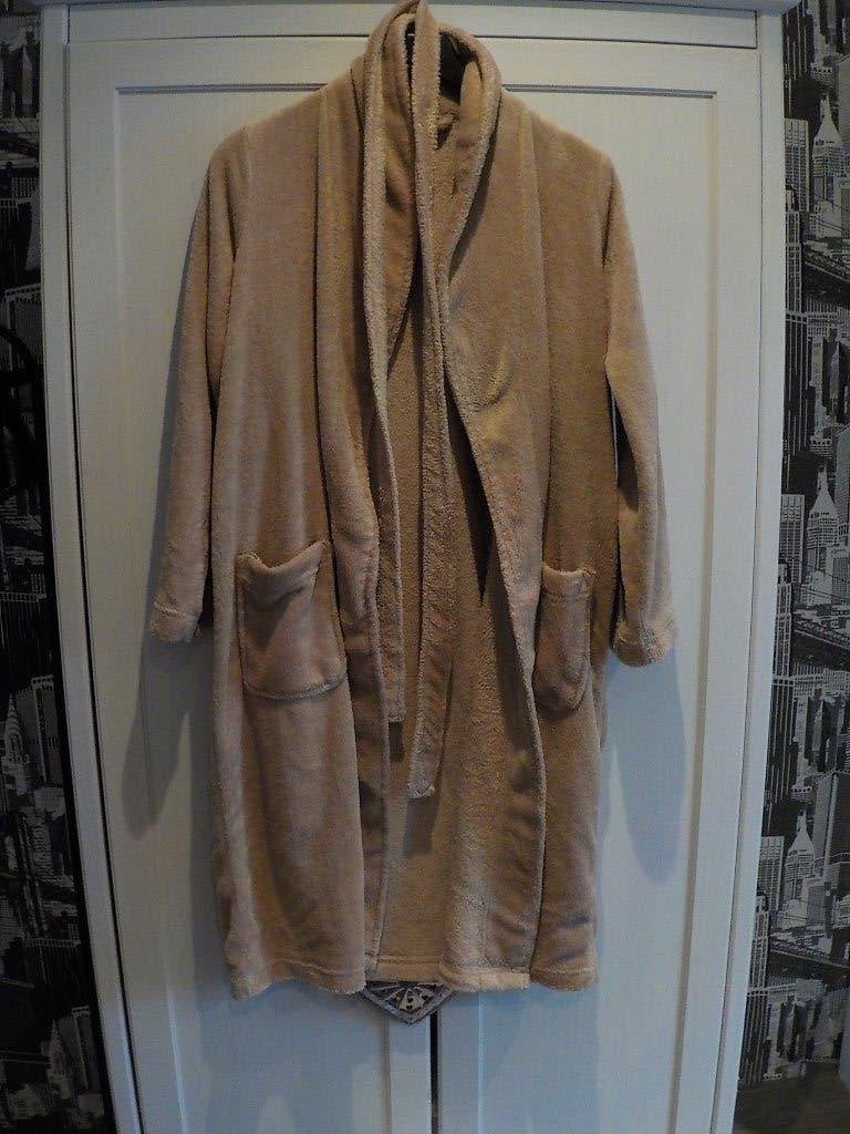 Zachte Beige Badjas Maat S | Ochtendjas | Loungewear, Kleding | Heren, Ophalen of Verzenden, Gedragen, Maat 46 (S) of kleiner