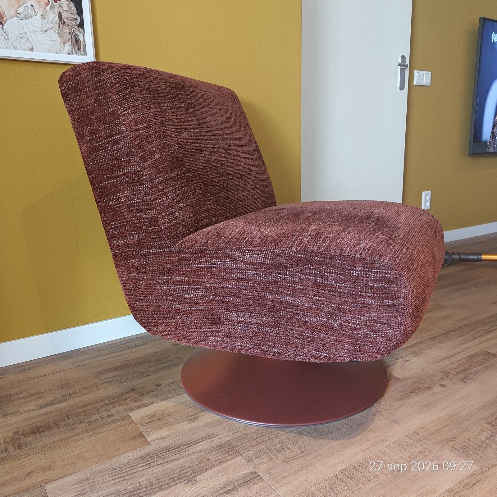 Comfortabele draaifauteuil - Bordeauxrood, Ophalen, Nieuw, 75 tot 100 cm, Metaal