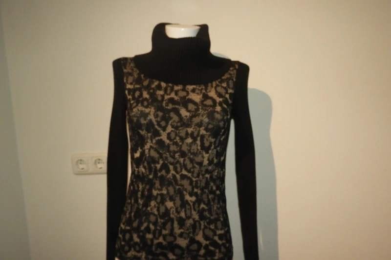 Wolford stretch trui merino velvet grote kol lijfje print S, Zo goed als nieuw, Wolford, Maat 36 (S), Meerkleurig