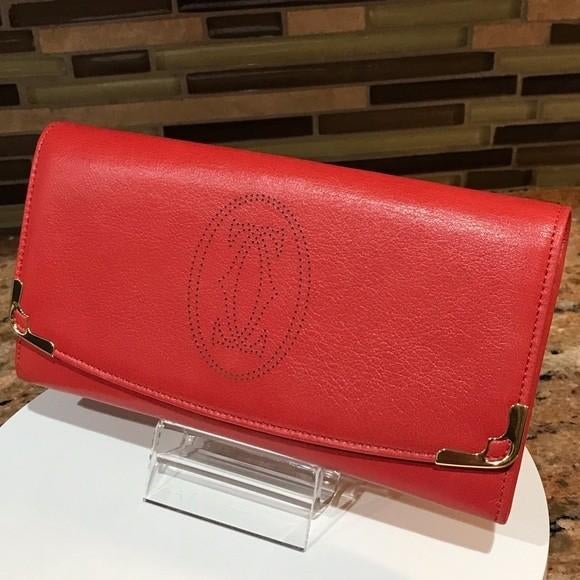 Cartier Must de Cartier, Sieraden, Tassen en Uiterlijk, Portemonnees, Verzenden, Zo goed als nieuw, Rood, Leer