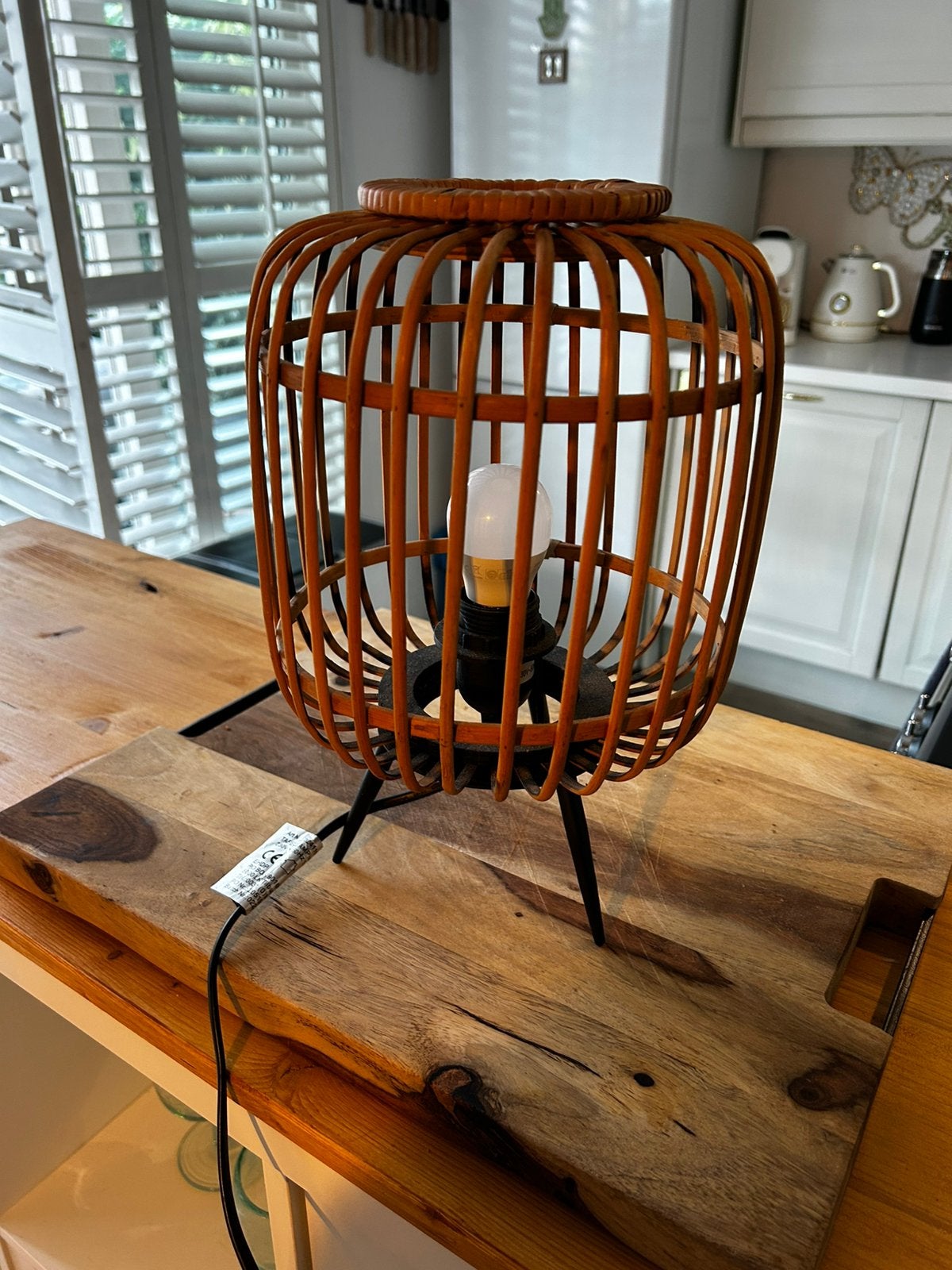 Schemerlamp Rotan look, Ophalen, Gebruikt, Overige stijlen, E27 (groot)
