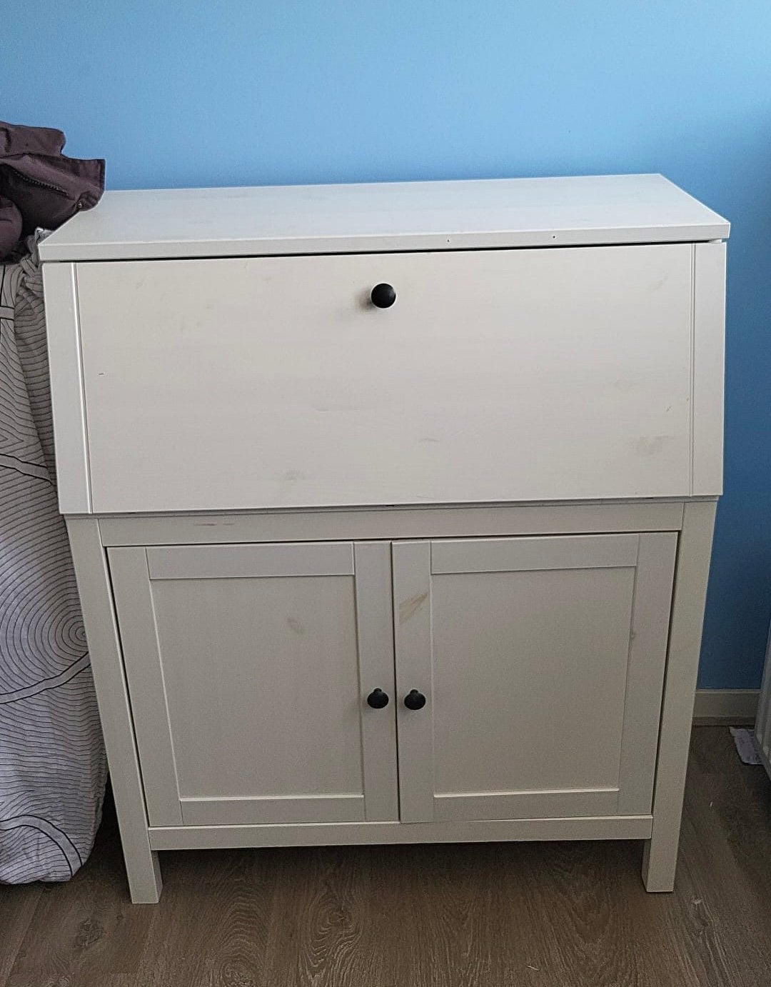 Mooi IKEA Hemnes bureau/secretaire in de kleur wit, Huis en Inrichting, Bureaus, Ophalen, Gebruikt, 89 cm, Secretaire