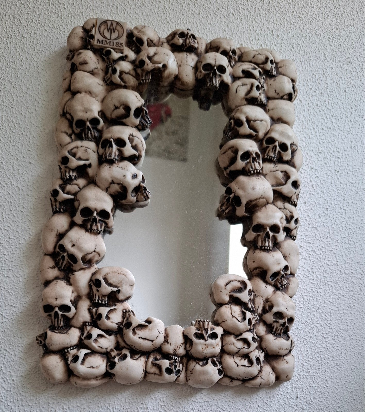 Zeldzame schedel spiegel kunstenaar Markus Mayer, Antiek en Kunst, Ophalen of Verzenden, Rechthoekig, 50 tot 100 cm, Minder dan 100 cm