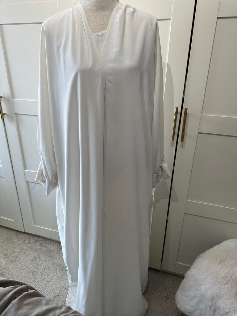 Witte Kimono met Onderjurk - One Size, Ophalen of Verzenden, Zo goed als nieuw, Maat 38/40 (M), Wit
