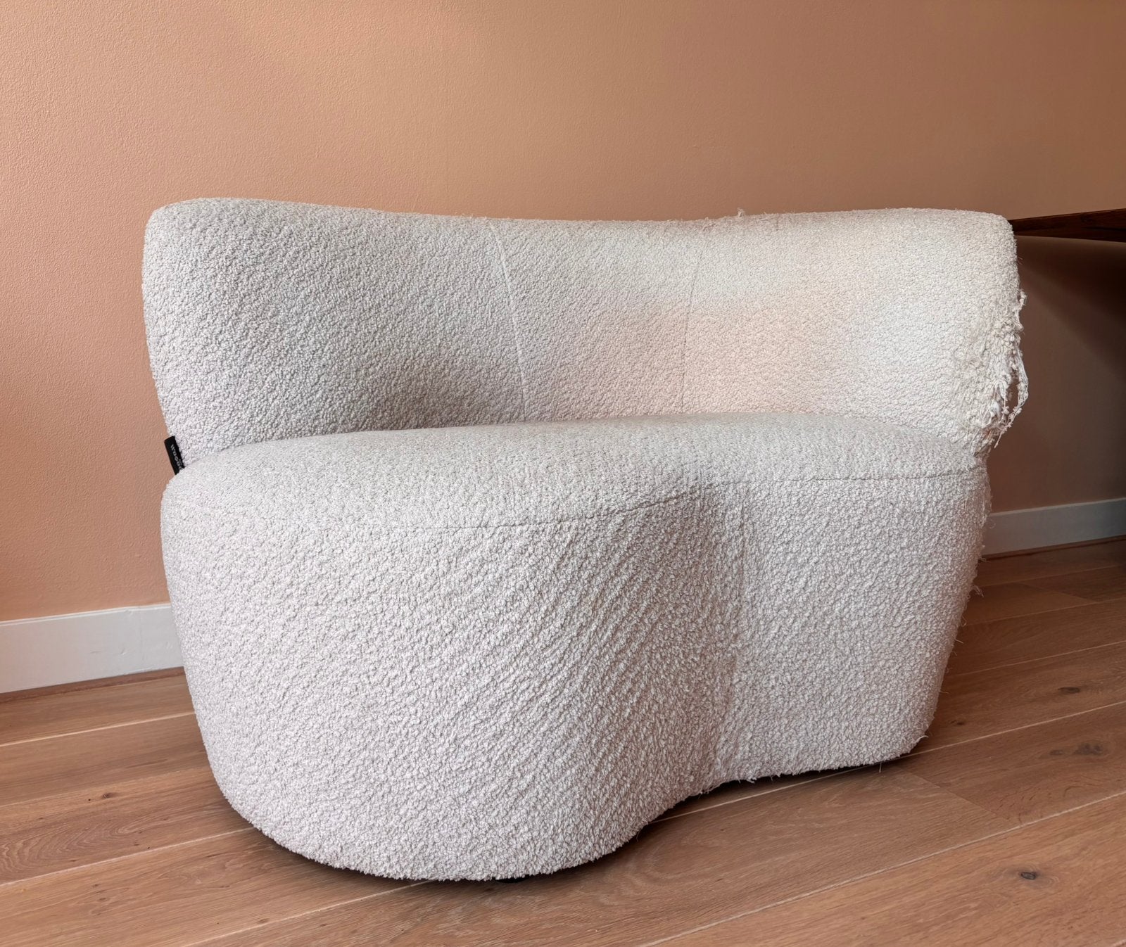 WOOOD Stone fauteuil crème bouclé – OPKNAPPER, Ophalen, Gebruikt, 75 tot 100 cm, Stof