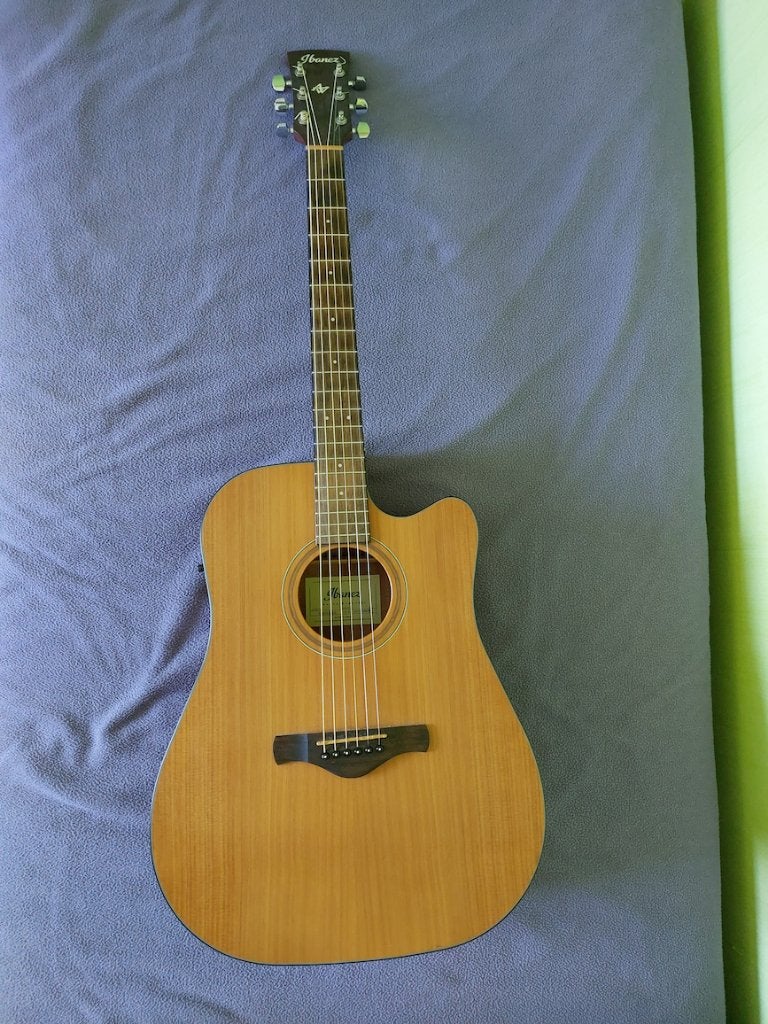 Ibanez Artwood gitaar (AW65ECE-LG), Muziek en Instrumenten, Snaarinstrumenten | Gitaren | Akoestisch, Ophalen, Zo goed als nieuw
