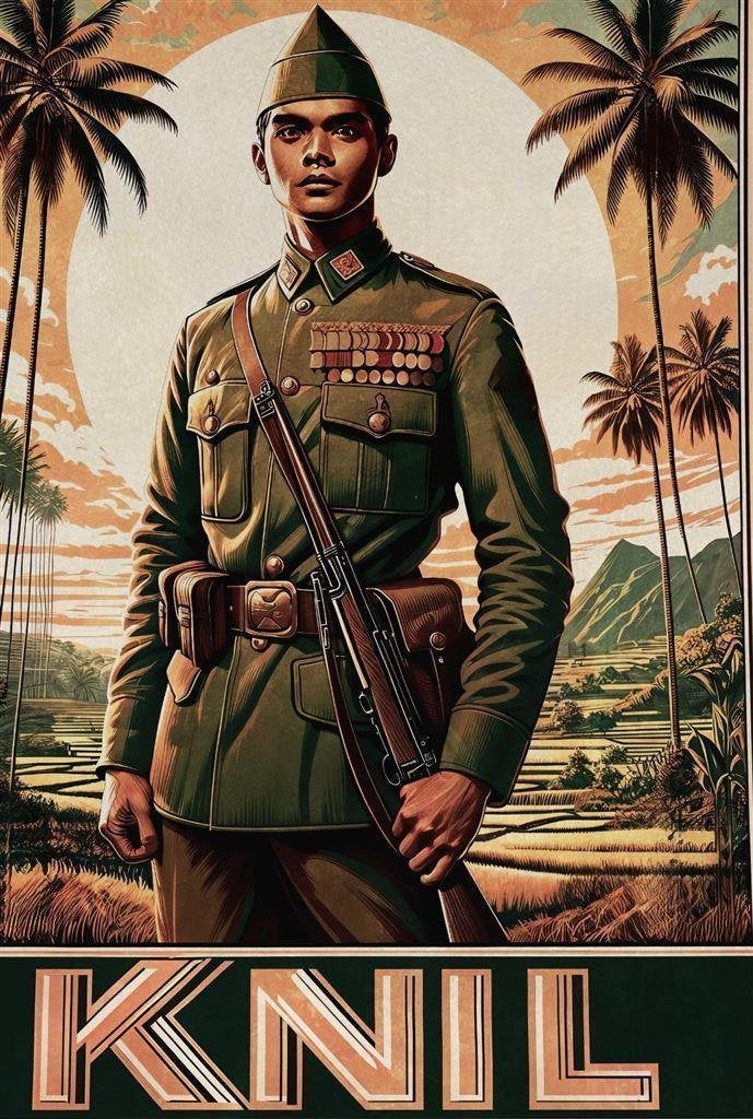 KNIL Nederlands Indie Leger Poster soldaat indonesie, Verzenden, Landmacht, Nederland, Foto of Poster