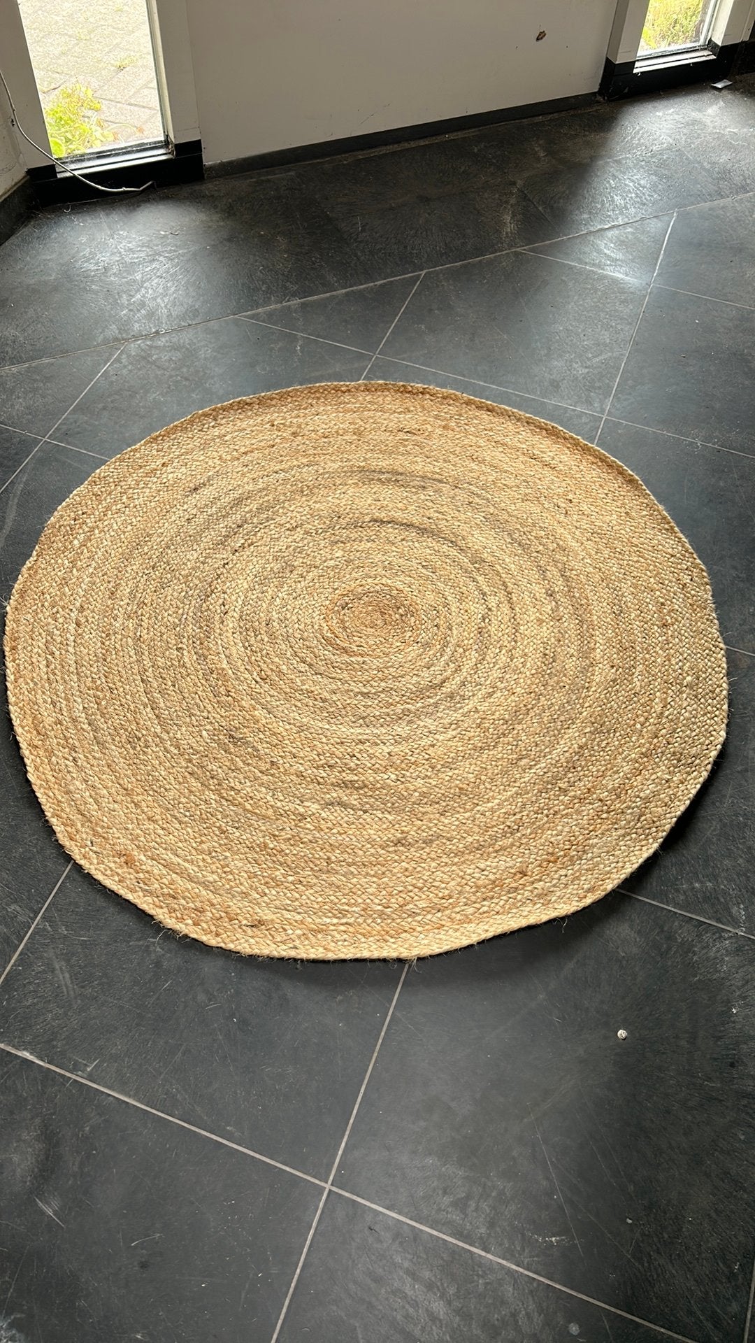 Jute vloerkleed rond - 120 cm - naturel, Rond, Ophalen of Verzenden, Zo goed als nieuw, Naturel