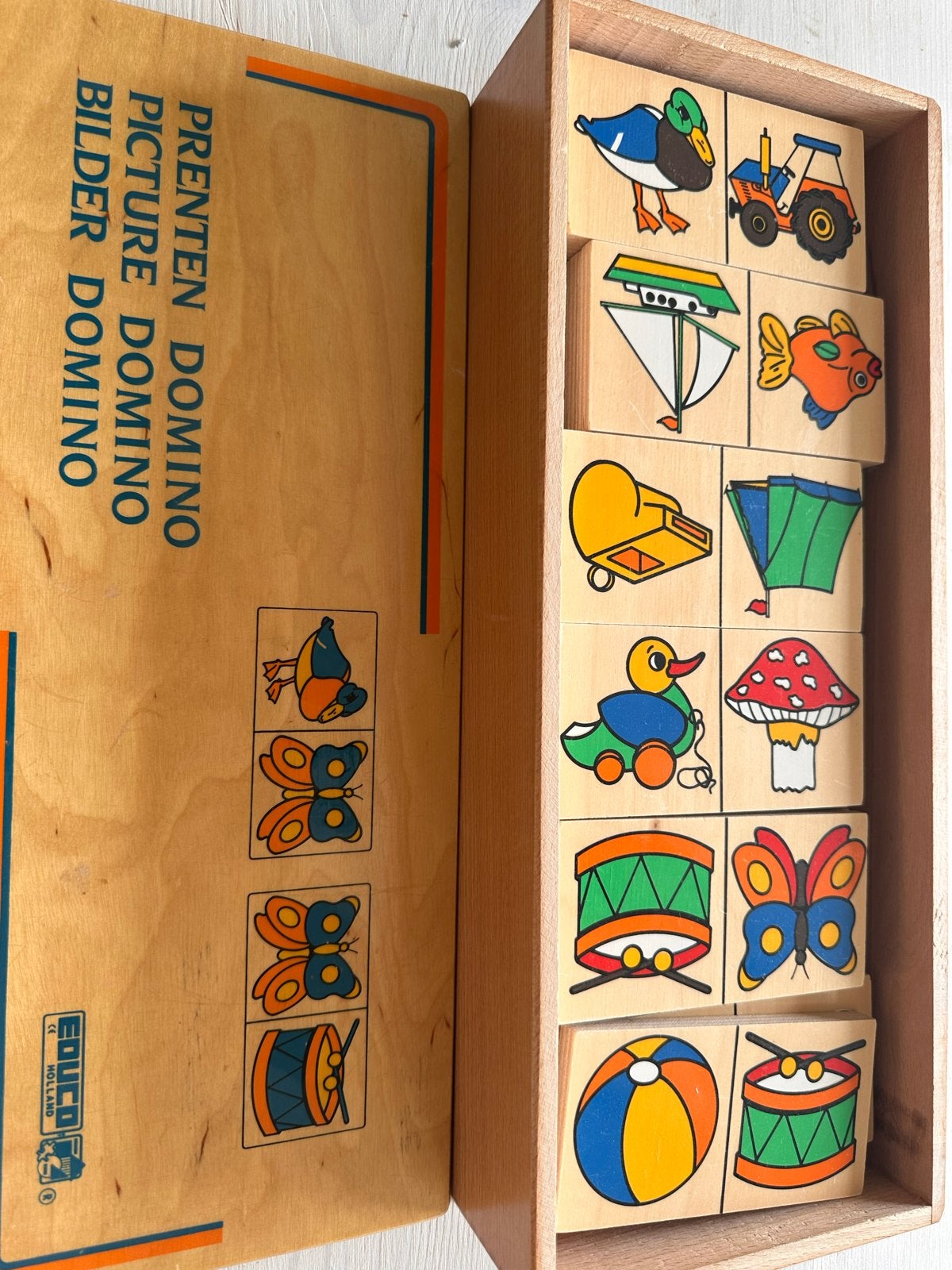 Compleet Houten Prenten Domino Spel van Educo Holland, Kinderen en Baby's, Ophalen of Verzenden, Zo goed als nieuw
