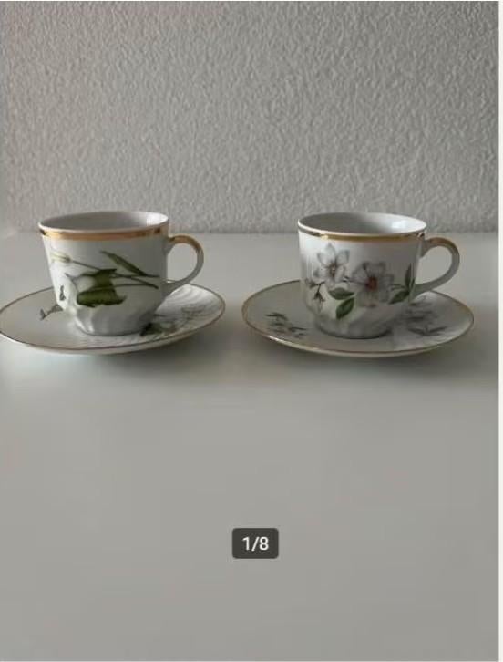 Vintage Kopjes en Schotels met Bloemen, Huis en Inrichting, Keuken | Servies, Ophalen of Verzenden, Zo goed als nieuw, Overige stijlen
