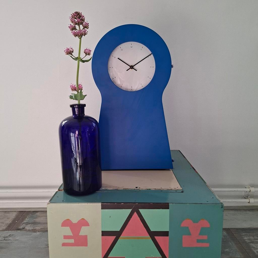 Vintage Ikea Kastklok - Blauw, 48 cm hoog, op batterijen, Huis en Inrichting, Woonaccessoires | Klokken, Ophalen of Verzenden