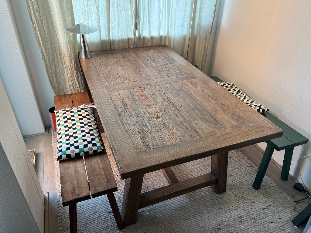 Basiclabel Farm eettafel 160 cm, Huis en Inrichting, Tafels | Eettafels, Zo goed als nieuw, 50 tot 100 cm, 150 tot 200 cm, Rechthoekig