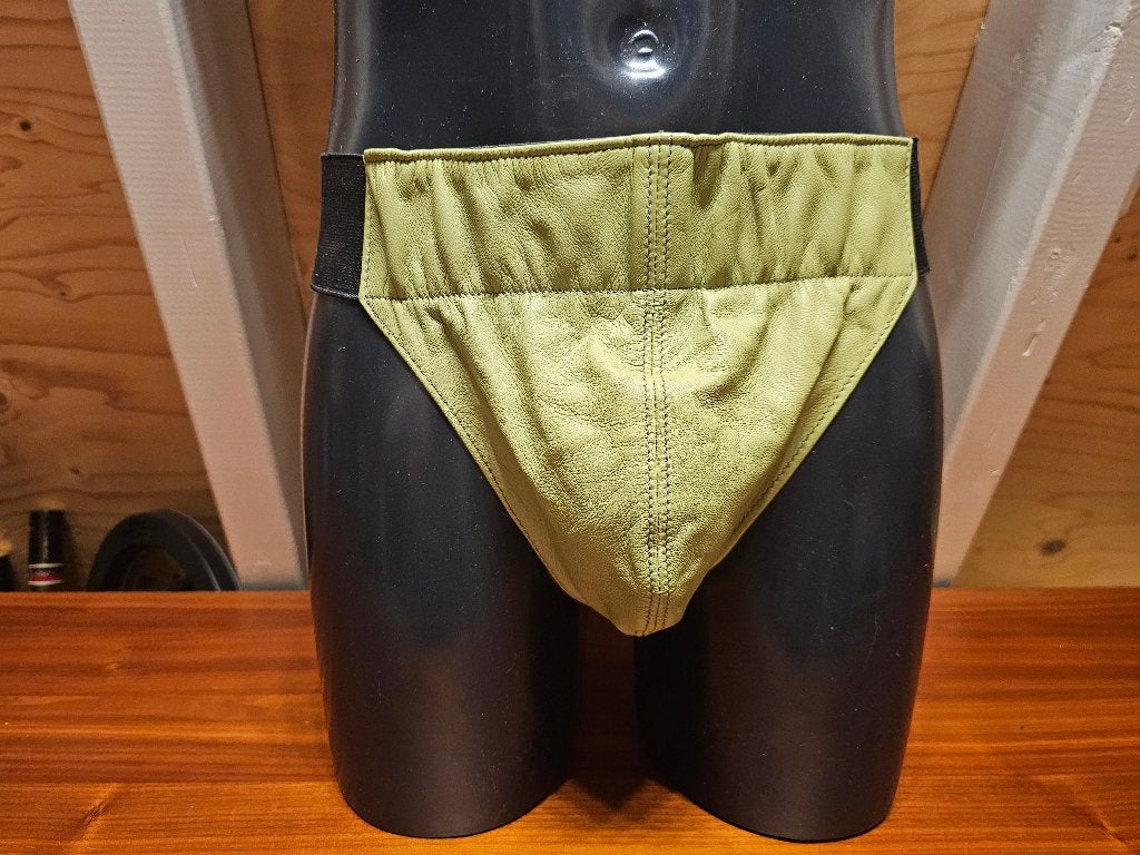 Leren jockstrap handgemaakt groen M, Kleding | Heren, Ondergoed, Ophalen of Verzenden, Groen, Slip