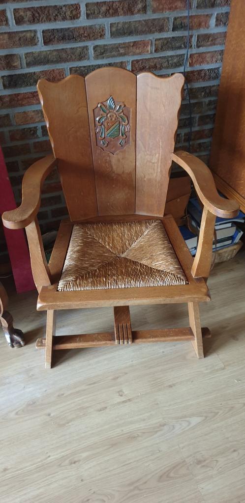 Massief Eiken Kasteelstoel met Biezen Zitting, Antiek en Kunst, Antiek | Meubels | Stoelen en Banken, Ophalen