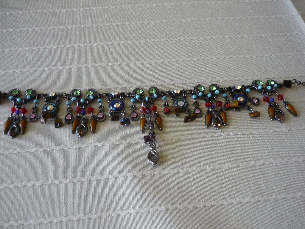 Vintage edelsteen ketting, Gebruikt, Overige kleuren, Verzenden, Met hanger