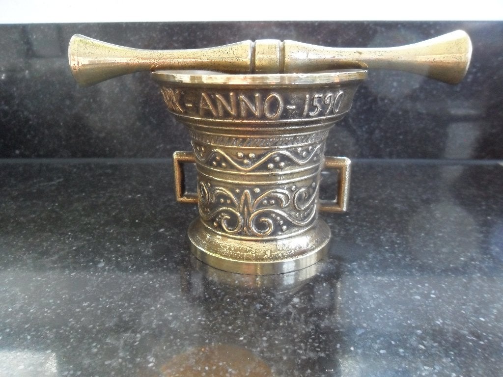 Antieke Bronzen Vijzel met Stamper, Ophalen of Verzenden, Brons