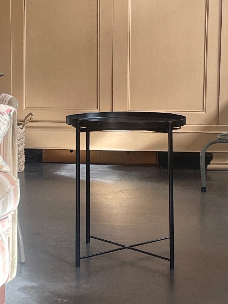 Bijzettafeltje IKEA Gladom zwart, Minder dan 55 cm, Gebruikt, Metaal of Aluminium, Rond
