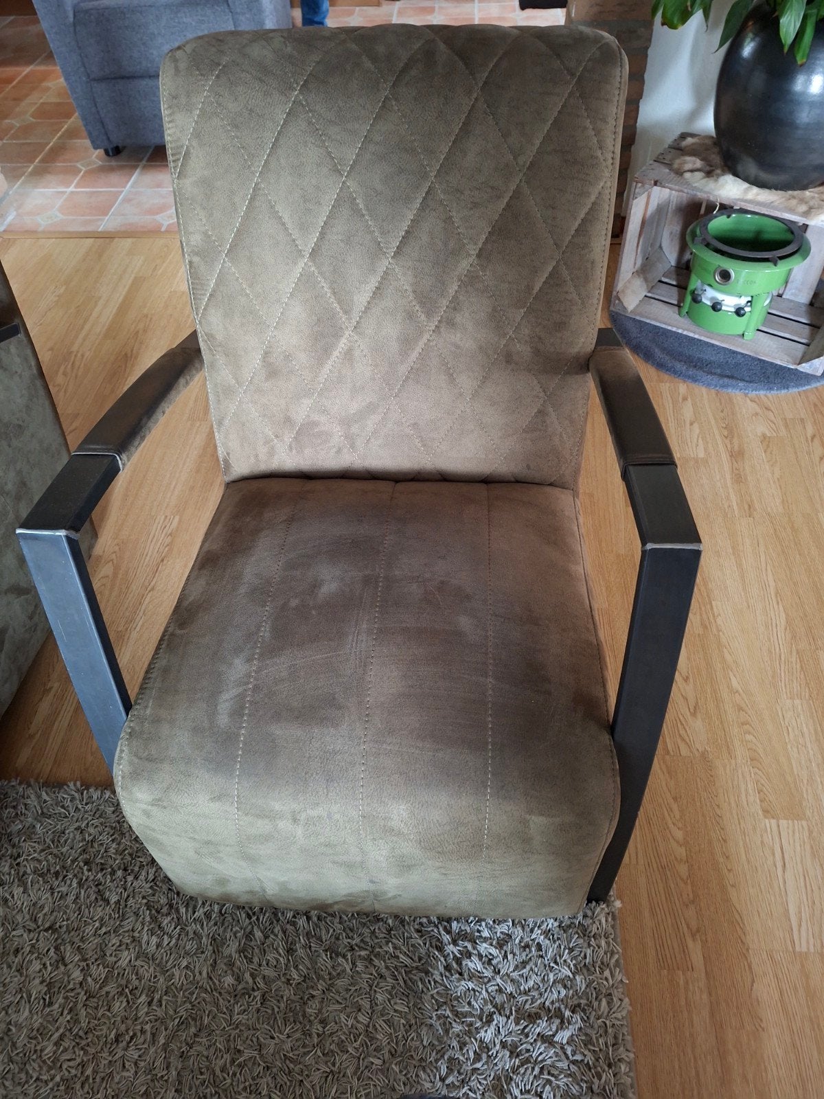 2 Fauteuils industrieel, Ophalen, 75 tot 100 cm, Zo goed als nieuw, Stof