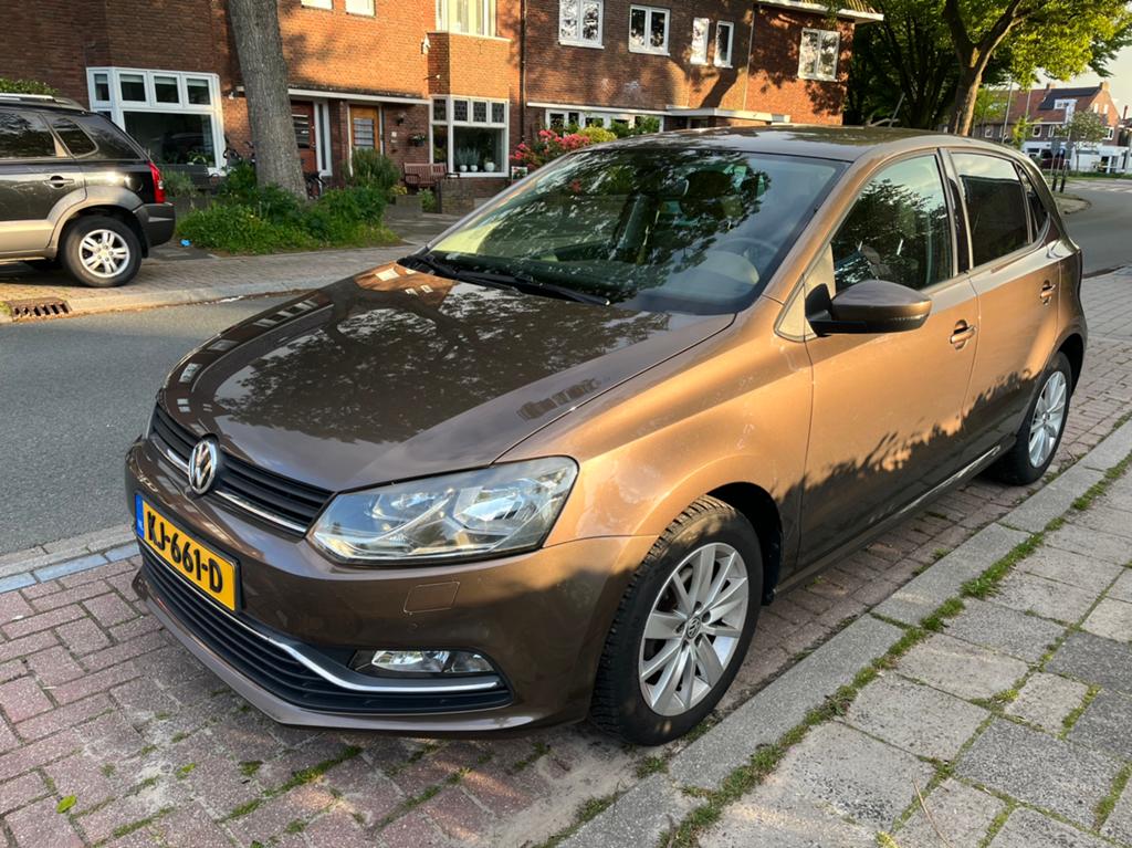 VW Polo 1.2 TSI 90pk Comfortline Carplay Clima Cruise PDC, Stof, 40 €/maand, 4 cilinders, Bruin