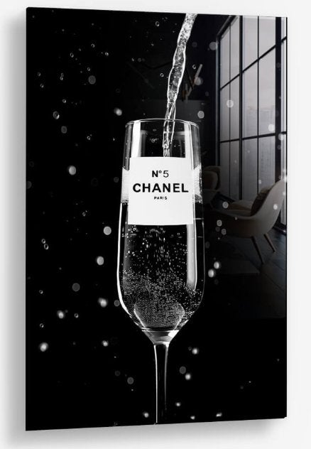 Glasschilderij Drink of Fashion 60x90 - Gehard glas, Ophangklaar, Stilleven, Glas, Ophalen of Verzenden