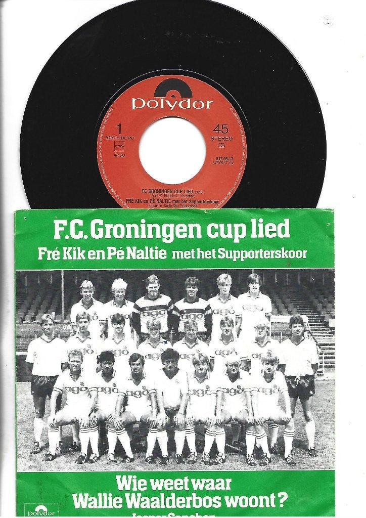 F.G.GRONINGEN CLUBLIED SINGLE 7" 1983, Cd's en Dvd's, Gebruikt, 7 inch, Ophalen of Verzenden, Fotohoes