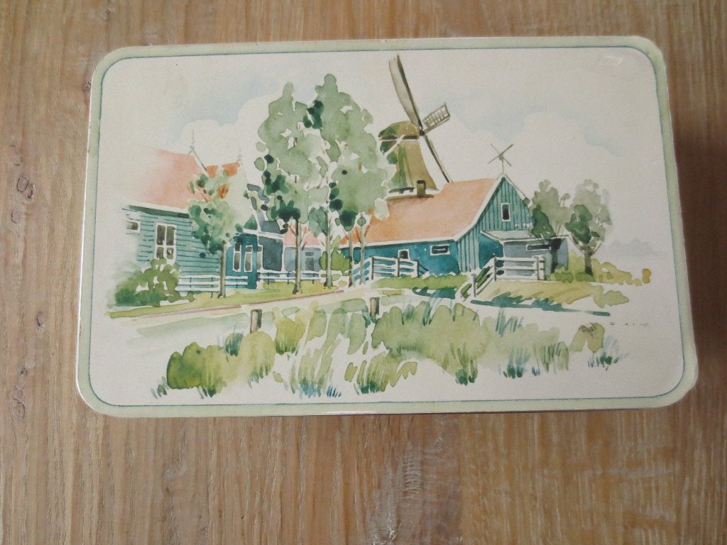 Verkade Blik : Verkade Blik met Zaanse Huisjes en Molen., Verzamelen, Ophalen of Verzenden, Zo goed als nieuw, Koek(jes), Verkade