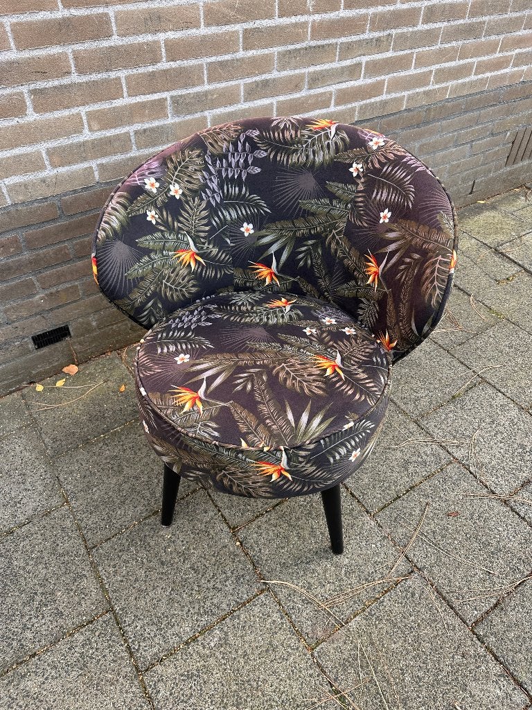 WOOOD Fauteuil Bo fluweel bloem, Ophalen, Gebruikt, Minder dan 75 cm, Stof
