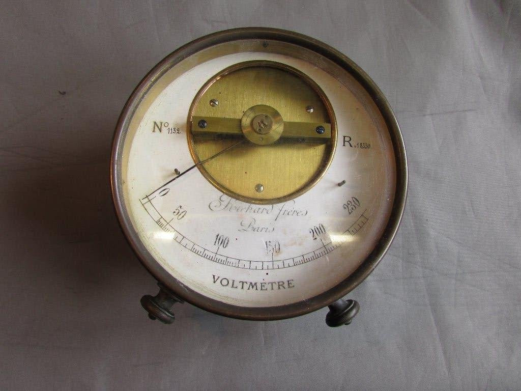 Antieke koperen voltmeter., Ophalen of Verzenden, Koper