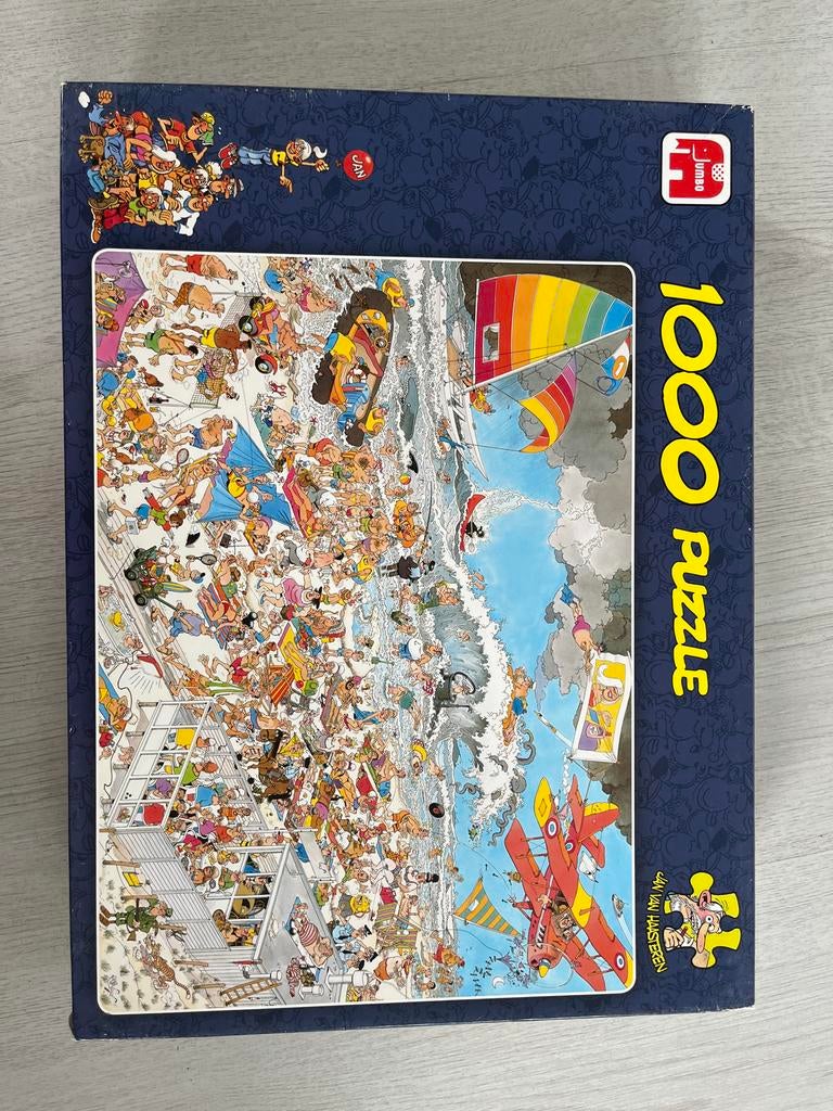 Jan van Haasteren 1000 stukjes incompleet - Op het strand, Ophalen, 500 t/m 1500 stukjes, Gebruikt, Legpuzzel