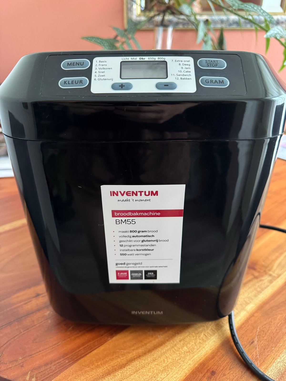 Inventum BM55 Broodbakmachine - Zo goed als nieuw, Witgoed en Apparatuur, Zo goed als nieuw, 400 tot 800 gram deeg, Kijkvenster