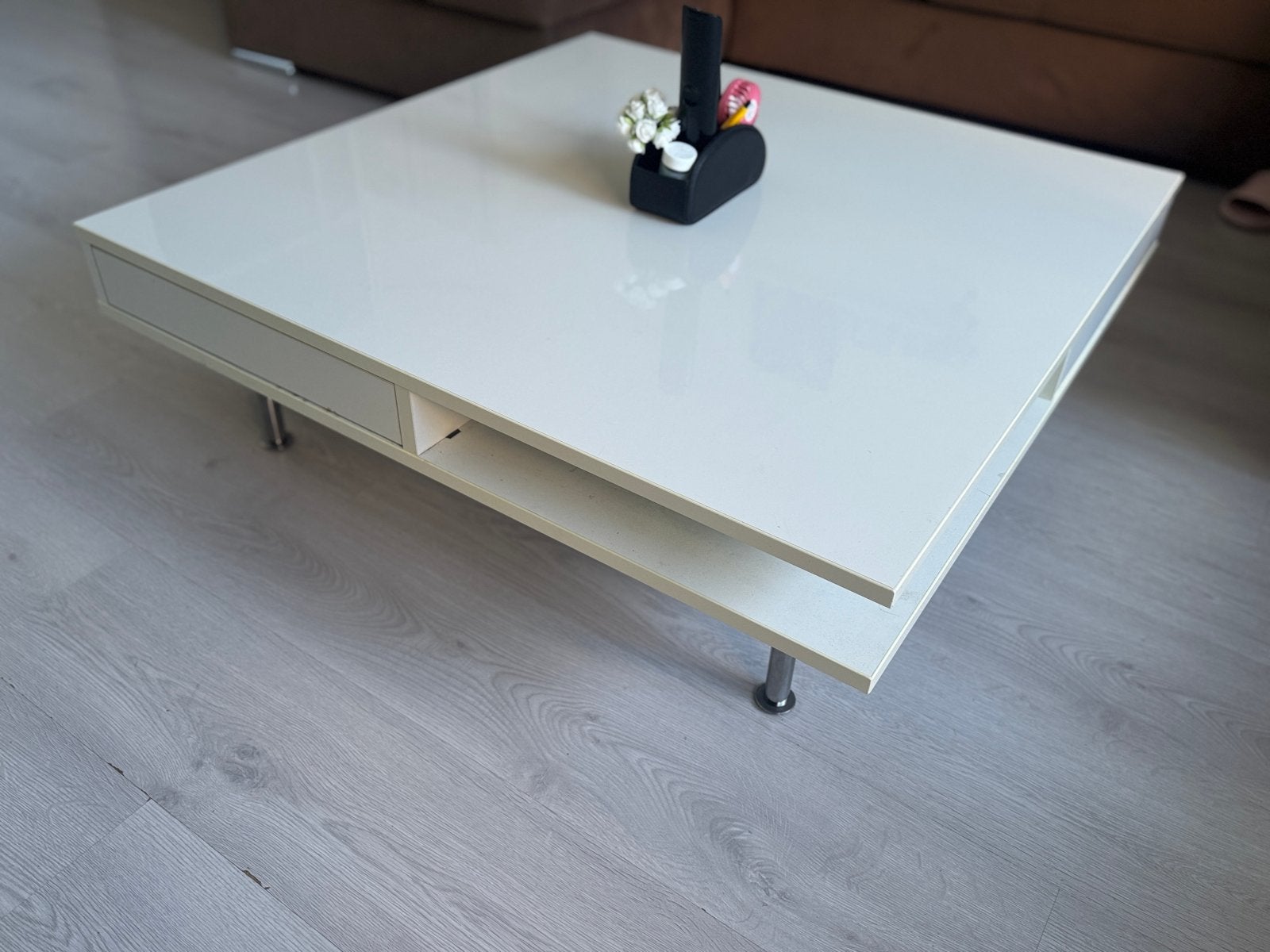 Ikea Tofteryd salontafel wit hoogglans 95x95cm, Huis en Inrichting, Tafels | Salontafels, Ophalen, Overige materialen, Gebruikt