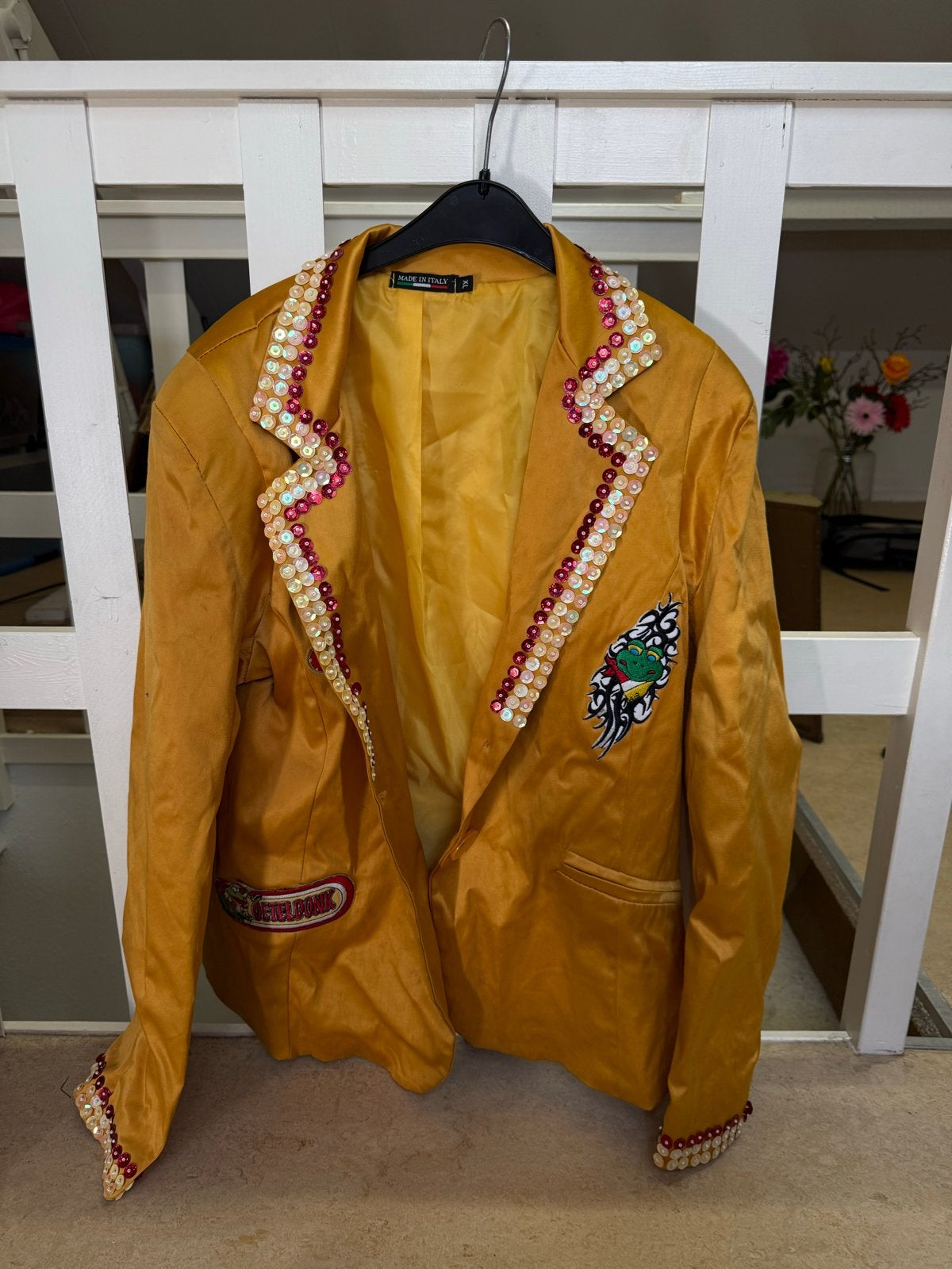 Carnavalsjasje met pailletten en kikker (XL), Kleding | Dames, Ophalen, Carnaval, Maat 46/48 (XL) of groter, Kleding