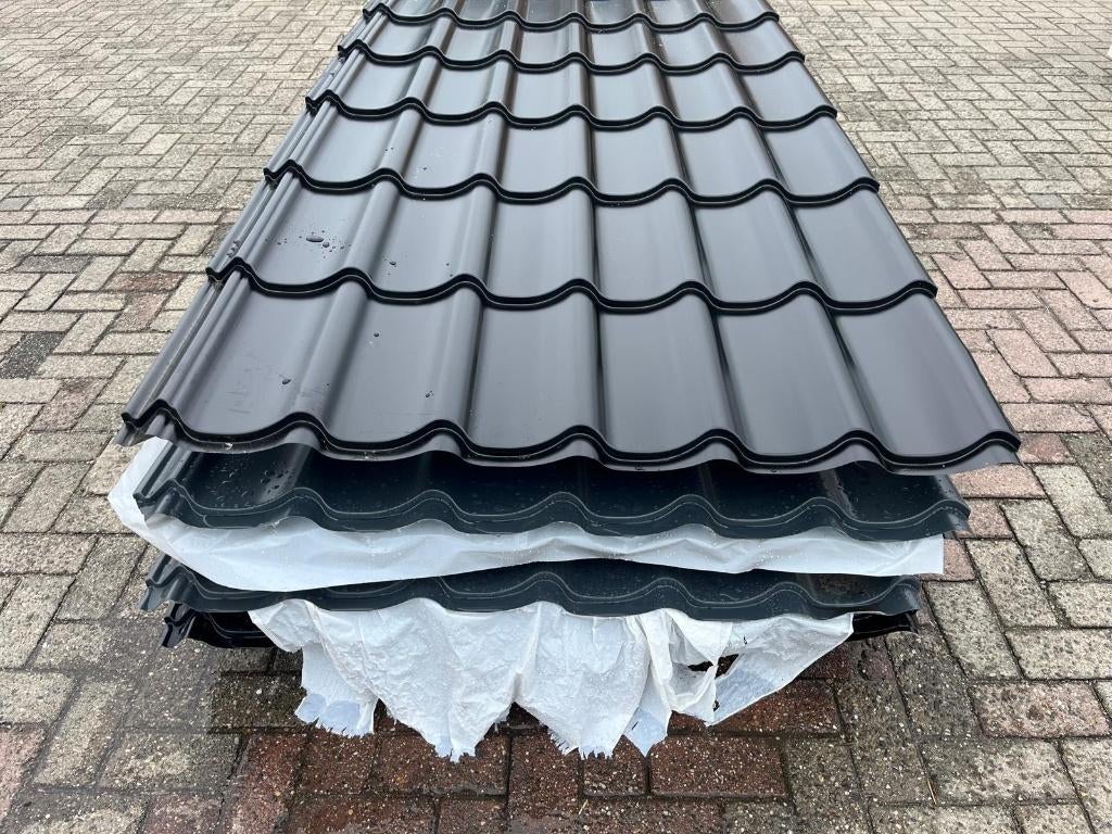 Dakplaten | Wandplaten | Golfplaten | Dakpanplaten, Zwart, Nieuw, 15 m² of meer, Metaal