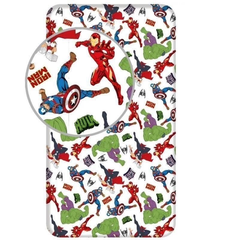 The Avengers Hoeslaken 90x200 cm - Marvel - Katoen, Meerkleurig, Hoeslaken of Sloop, Eenpersoonsbed, Nieuw