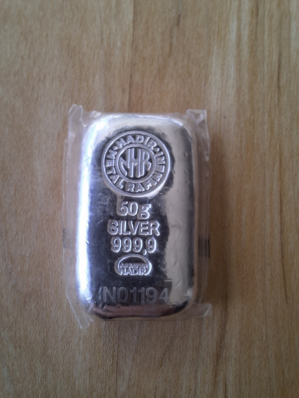 Zilveren baar 50g Nadir 999.9 puur zilver, Postzegels en Munten, Ophalen of Verzenden