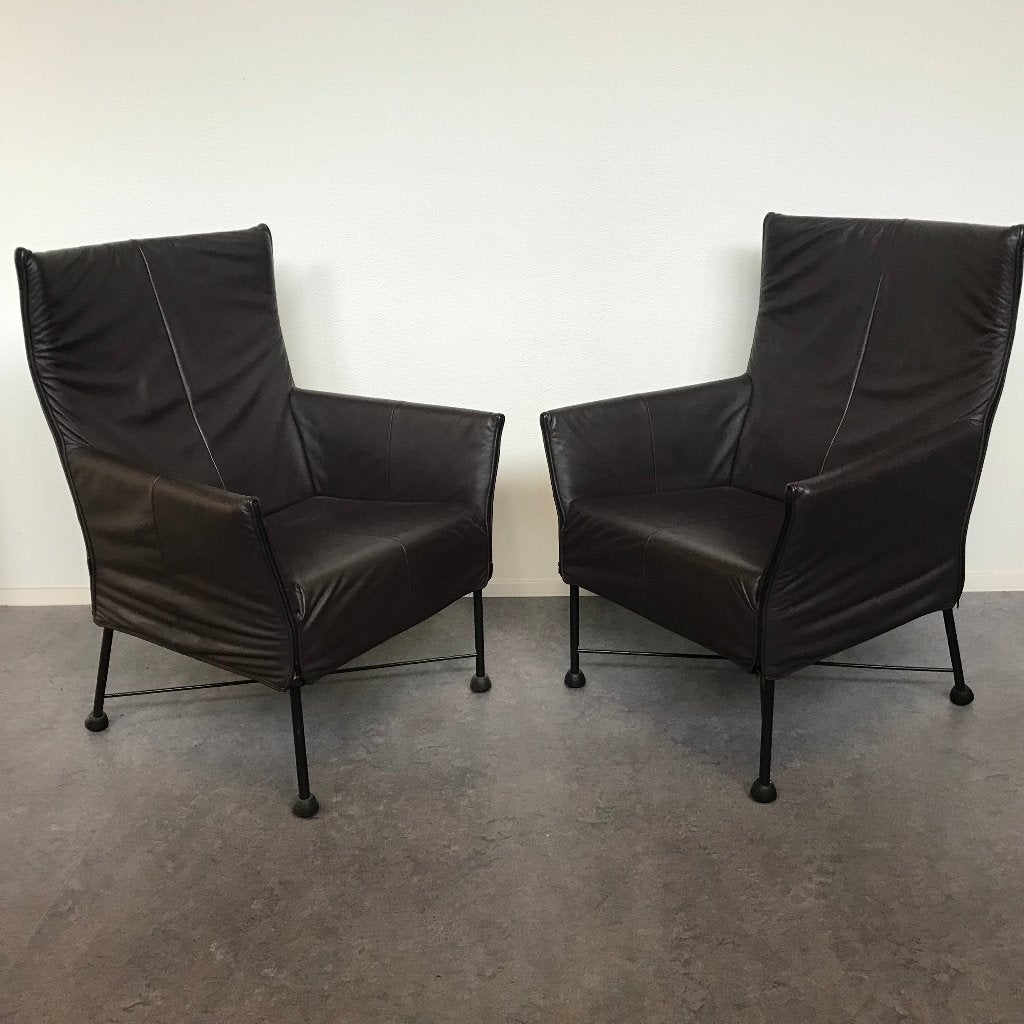 8 Montis Charly design fauteuils modern bruin leer, Gebruikt, Ophalen of Verzenden, Nvt, Nvt