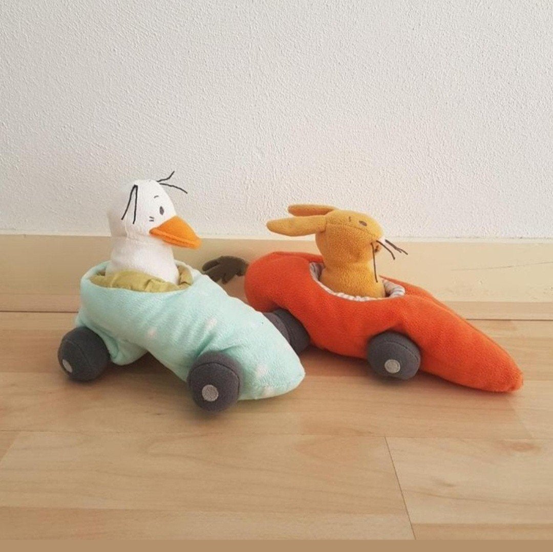 Ikea eend race auto rammelaar / konijn in wortel auto, Ophalen of Verzenden, Konijn
