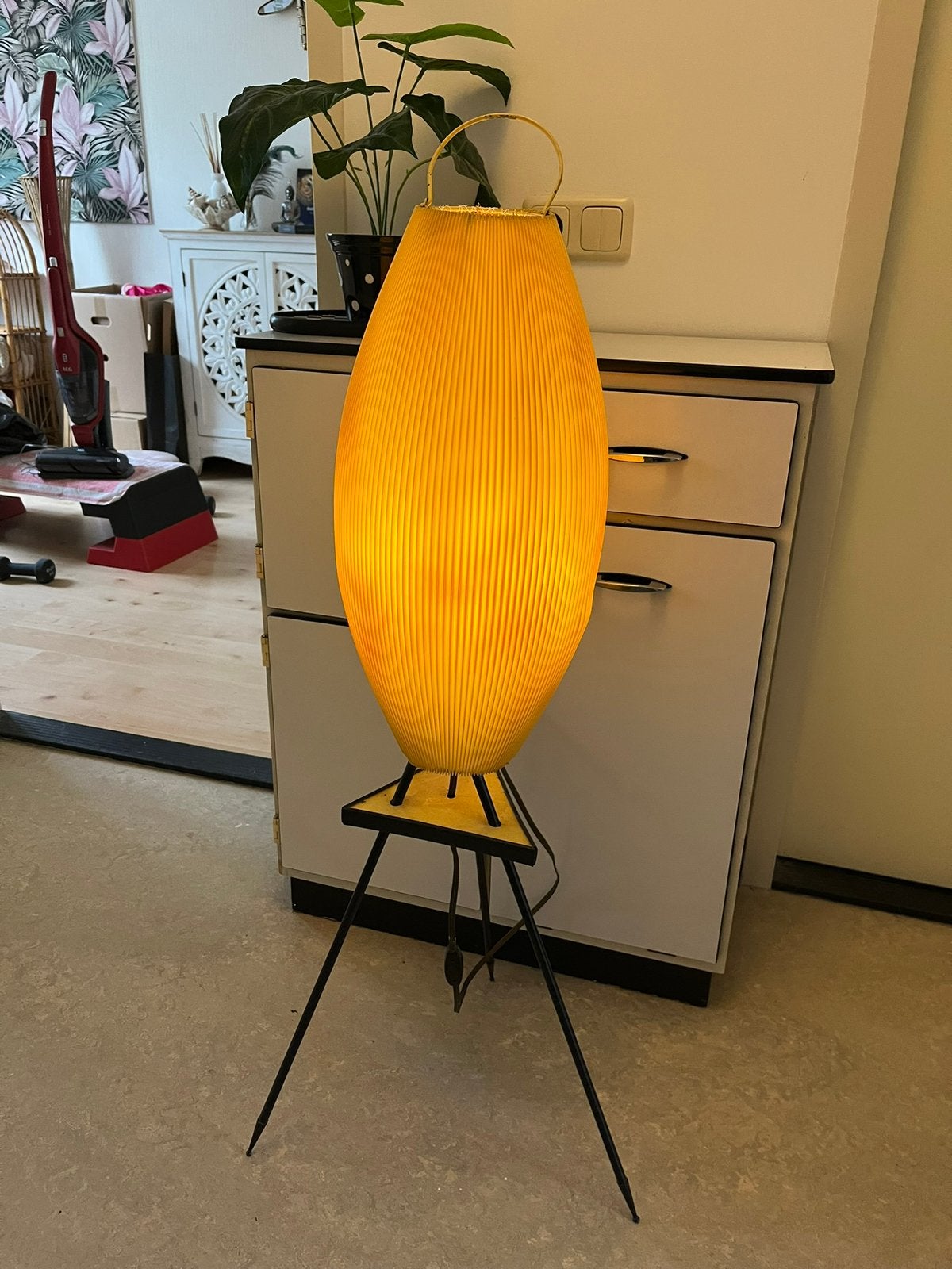 Prachtige vintage vloerlamp driepoot, Ophalen, Huis en Inrichting