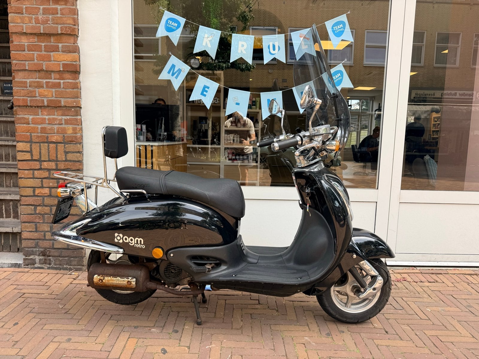 AGM Retro Scooter Zwart - Goed Onderhouden, Fietsen en Brommers, Scooters | Overige merken, Ophalen, Gebruikt, Maximaal 25 km/u
