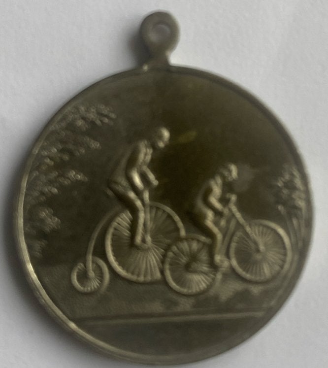 Antieke zilveren fiets medaille, Ophalen, Zilver