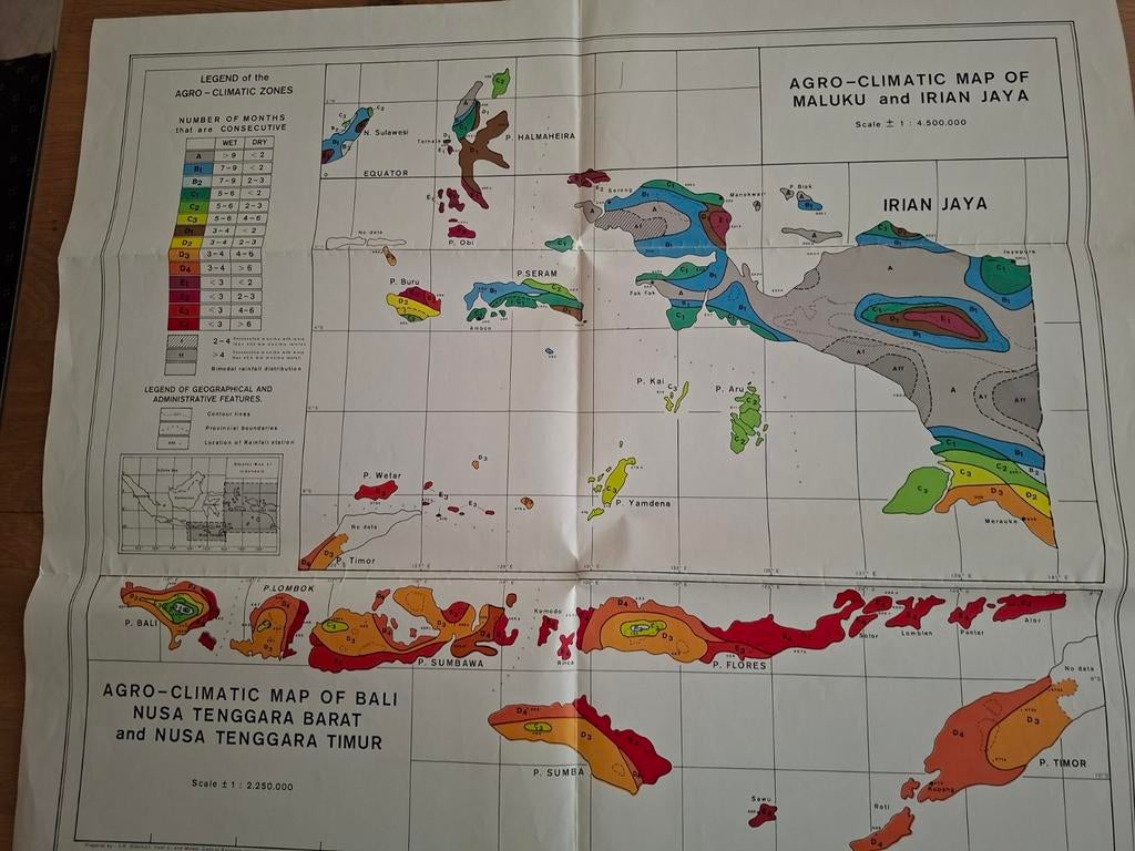 Agro-Klimaatkaart Molukken, Java, Bali en Irian Jaya, L.A. Oldeman, I.R. Las, M. Muladi, Overige gebieden, Landkaart, 1800 tot 2000
