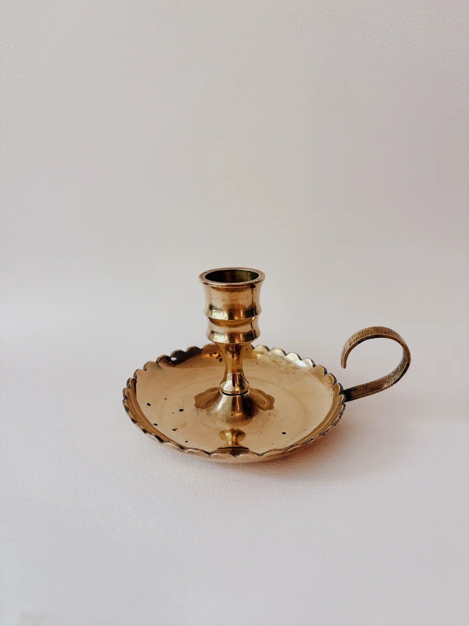 VINTAGE MESSING KANDELAAR | 6 CM, Ophalen of Verzenden, Koper of Brons