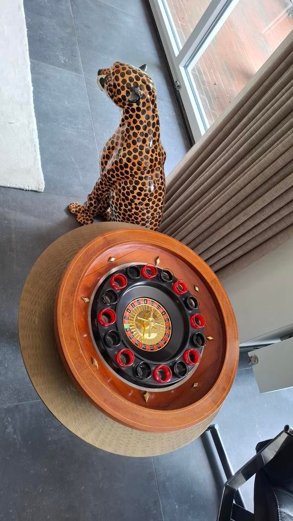 Roulette wiel met Drank Roulette Spel - Houten Draaiplateau, Vijf spelers of meer, Ophalen of Verzenden, Gebruikt, Onbekend