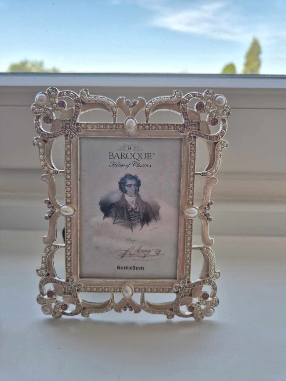 Barok baroque  fotolijst zilver roze met parels (2 stuks), Ophalen of Verzenden
