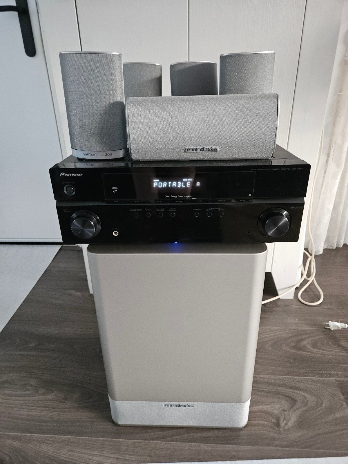 Harman Kardon 5.1 HTKS 7 en Pioneer VSX-519, Gebruikt, 70 watt of meer, 5.1-systeem, Ophalen